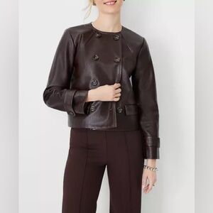 Ann Taylor, Pebbled Leather Cocoon Jacket, Small